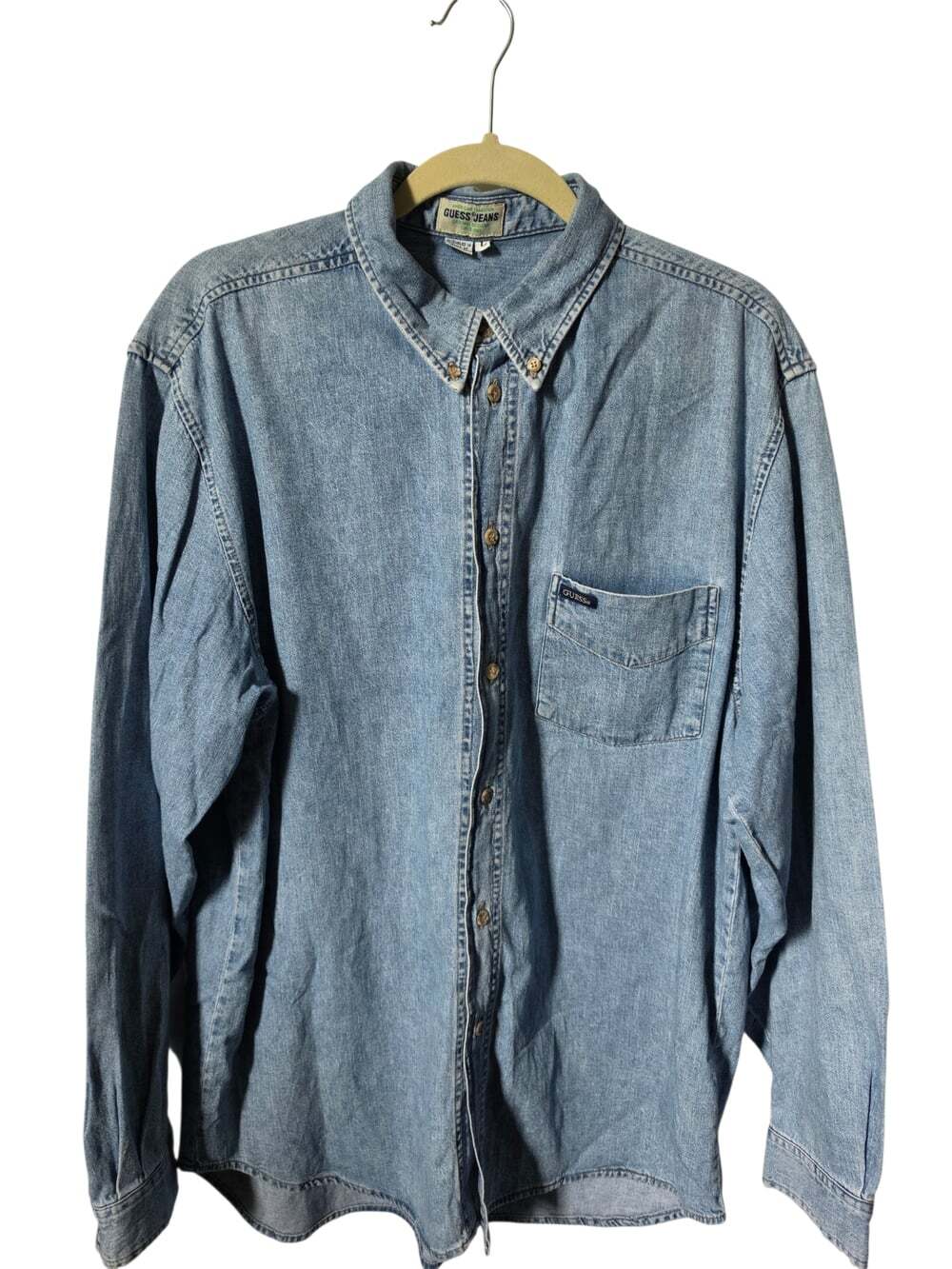 Vintage Guess Jeans Denim Button Down Mens Shirt American Tradition Sz L